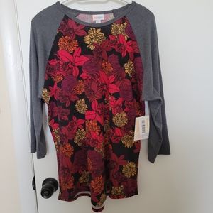 NWT-Lularoe Floral Randy-Baseball long sleeve t-shirt Size XL